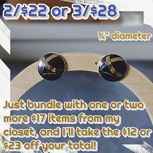 Vtg 80s Nuri© gold tone glossy black acrylic faux inlay button studs